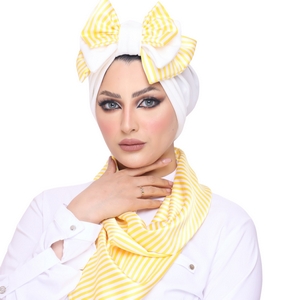 Turban & Scarf Double bow crepe material * satin -Smile Turbans - 1075