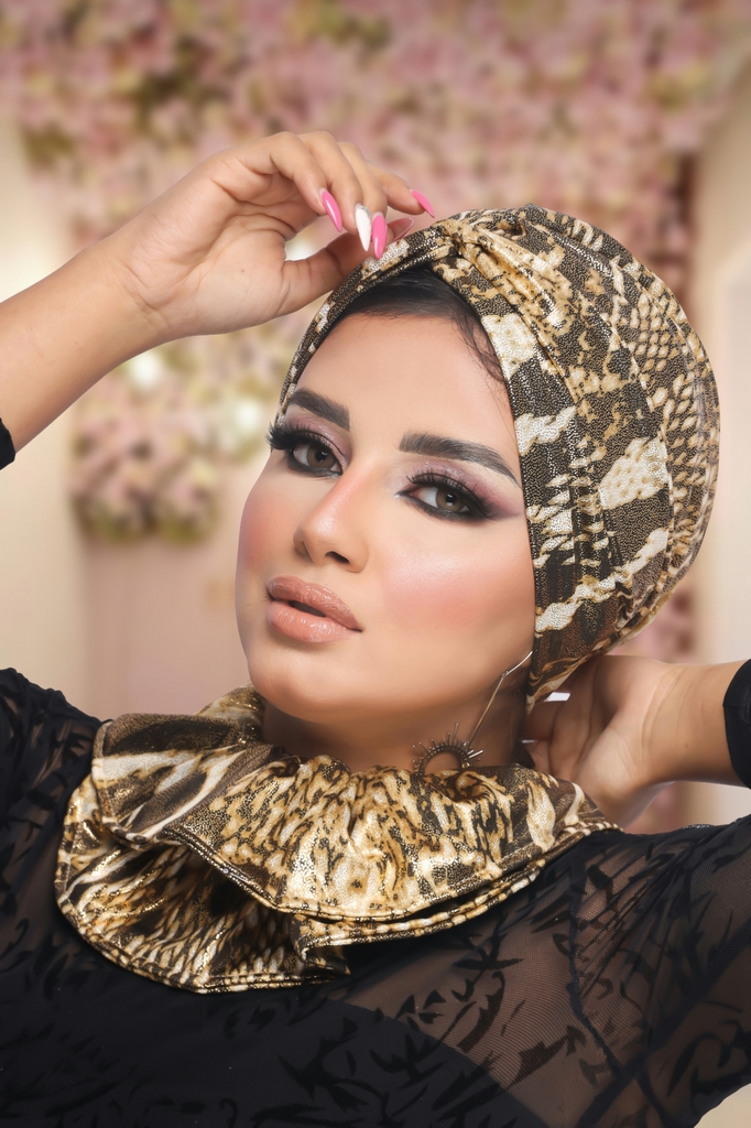 Turban  & Scarf Beret disco material - Smile Turbans - 1245