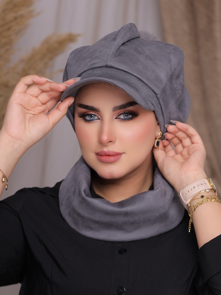 Beret & Scarf Cap suede - Smile Turbans - 2265