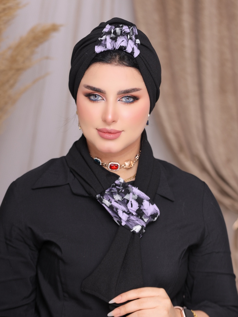 Turban  & Scarf two piece crepe material - Smile Turbans - 2281